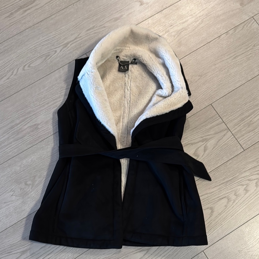 Black Sleeveless Jacket with Cream Lining